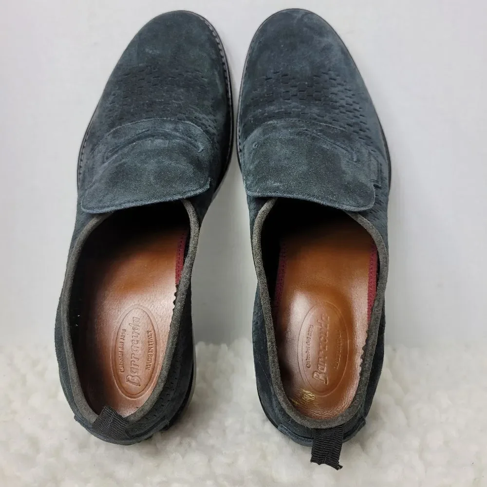 Barracuda Men's Size 7 Slip On  Blue  Peforaded Suede Penny Loafer Casual Shoes